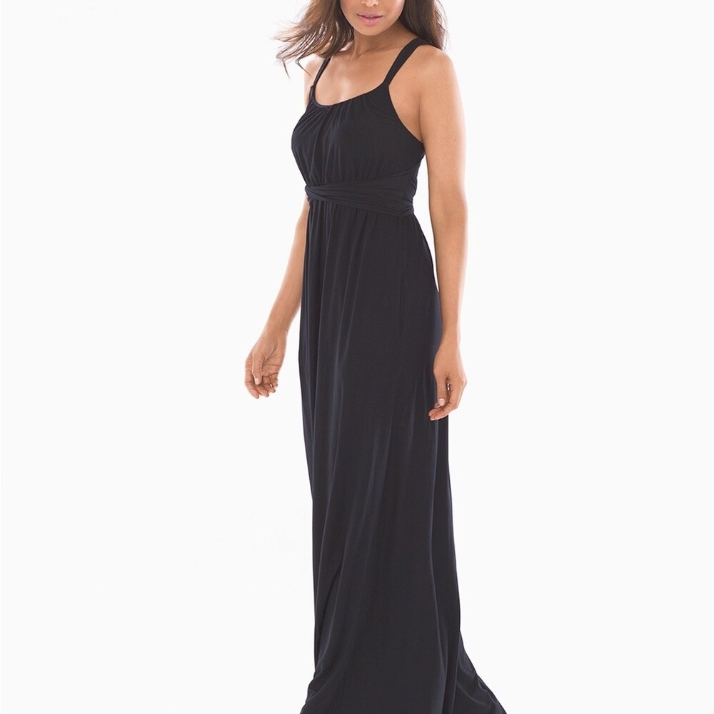 Bliss Knit Twist Waist Maxi Dress Black